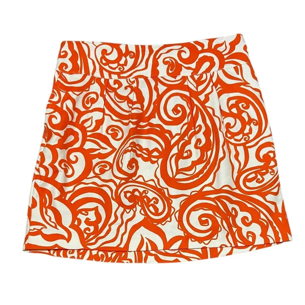Merona Abstract Paisley Mini Skirt Elastic Back Tropical Boho Retro Resortwear L